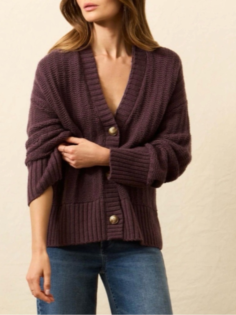 Faherty Heirloom Cotton Relaxed Cardigan Side Medium Huckleberry